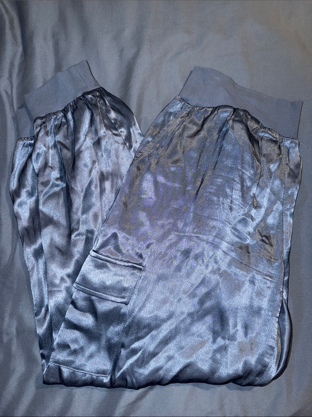 Vici Navy Satin Track Joggers